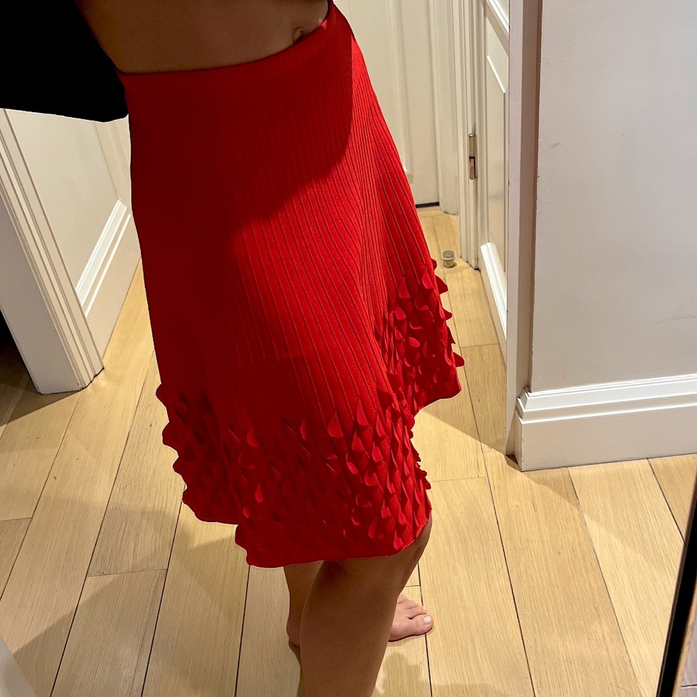 Alaïa Red Embellished Bottom Skirt Size 36 (XS)